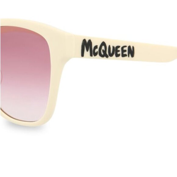 π― Authentic ποΈ Alexander McQueen 56MM D-Frame Square Sunglasses, White Color - Picture 3 of 12